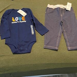Navy Baby Bodysuit & Knit Pants